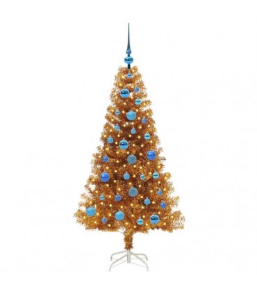 vidaXL Christmas Tree with LED Light Gold 150 cm PET and Steel