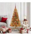 vidaXL Christmas Tree with LED Light Gold 150 cm PET and Steel