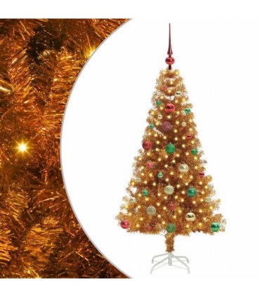 vidaXL Christmas Tree with LED Light Gold 150 cm PET and Steel