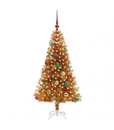 vidaXL Christmas Tree with LED Light Gold 150 cm PET and Steel