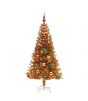 vidaXL Christmas Tree with LED Light Gold 150 cm PET and Steel