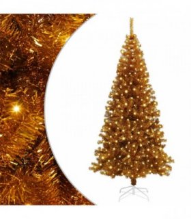 vidaXL Christmas Tree with LED Light Gold 180 cm PET and Steel