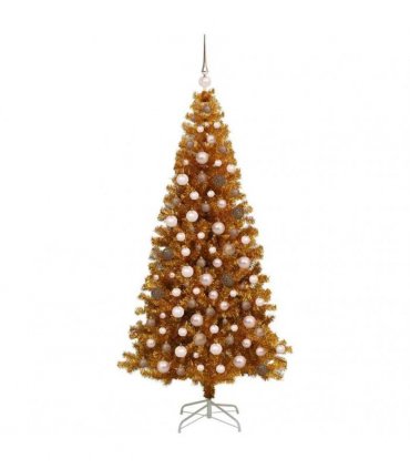 vidaXL Christmas Tree with LED Light Gold 180 cm PET and Steel