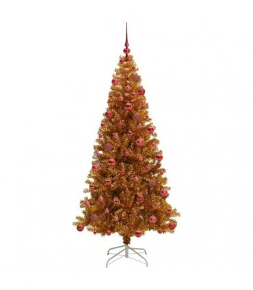 vidaXL Christmas Tree with LED Light Gold 180 cm PET and Steel