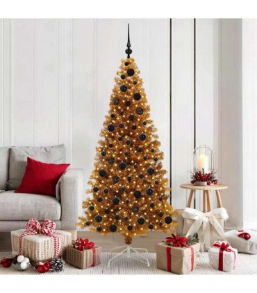 vidaXL Christmas Tree with LED Light Gold 180 cm PET and Steel