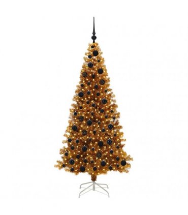 vidaXL Christmas Tree with LED Light Gold 180 cm PET and Steel