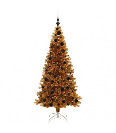 vidaXL Christmas Tree with LED Light Gold 180 cm PET and Steel
