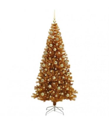 vidaXL Christmas Tree with LED Light Gold 180 cm PET and Steel