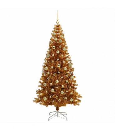 vidaXL Christmas Tree with LED Light Gold 180 cm PET and Steel