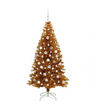 vidaXL Christmas Tree with LED Light Gold 180 cm PET and Steel