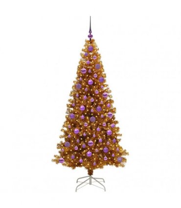 vidaXL Christmas Tree with LED Light Gold 180 cm PET and Steel