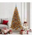 vidaXL Christmas Tree with LED Light Gold 180 cm PET and Steel
