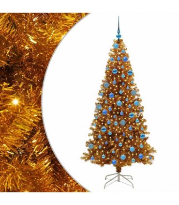 vidaXL Christmas Tree with LED Light Gold 180 cm PET and Steel