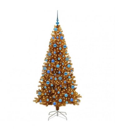 vidaXL Christmas Tree with LED Light Gold 180 cm PET and Steel