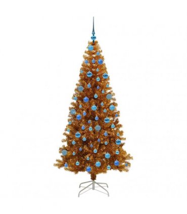 vidaXL Christmas Tree with LED Light Gold 180 cm PET and Steel