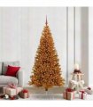 vidaXL Christmas Tree with LED Light Gold 210 cm PET and Steel