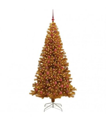 vidaXL Christmas Tree with LED Light Gold 210 cm PET and Steel