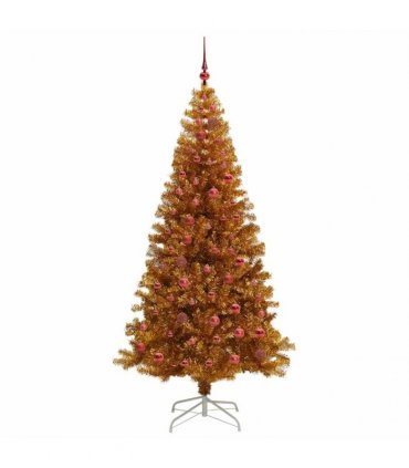 vidaXL Christmas Tree with LED Light Gold 210 cm PET and Steel