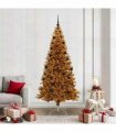 vidaXL Christmas Tree with LED Light Gold 210 cm PET and Steel