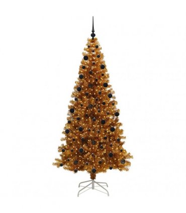 vidaXL Christmas Tree with LED Light Gold 210 cm PET and Steel