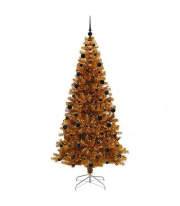 vidaXL Christmas Tree with LED Light Gold 210 cm PET and Steel