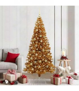 vidaXL Christmas Tree with LED Light Gold 210 cm PET and Steel