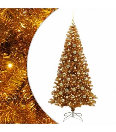 vidaXL Christmas Tree with LED Light Gold 210 cm PET and Steel