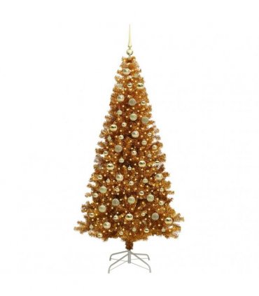 vidaXL Christmas Tree with LED Light Gold 210 cm PET and Steel