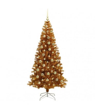 vidaXL Christmas Tree with LED Light Gold 210 cm PET and Steel