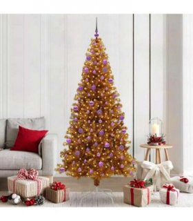 vidaXL Christmas Tree with LED Light Gold 210 cm PET and Steel