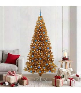 vidaXL Christmas Tree with LED Light Gold 210 cm PET and Steel