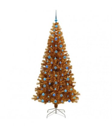 vidaXL Christmas Tree with LED Light Gold 210 cm PET and Steel
