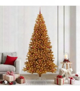 vidaXL Christmas Tree with LED Light Gold 240 cm PET and Steel