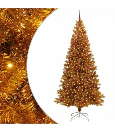vidaXL Christmas Tree with LED Light Gold 240 cm PET and Steel