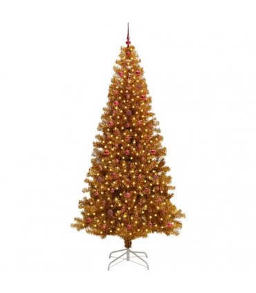 vidaXL Christmas Tree with LED Light Gold 240 cm PET and Steel