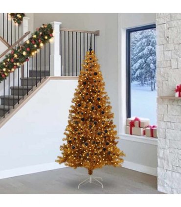 vidaXL Christmas Tree with LED Light Gold 240 cm PET and Steel