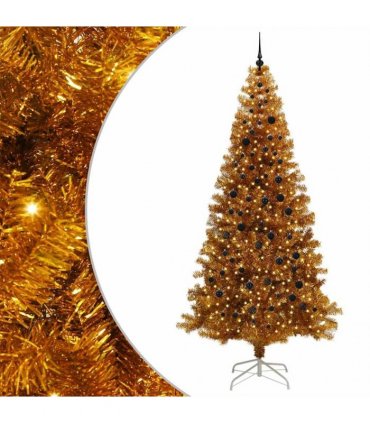 vidaXL Christmas Tree with LED Light Gold 240 cm PET and Steel
