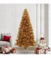 vidaXL Christmas Tree with LED Light Gold 240 cm PET and Steel