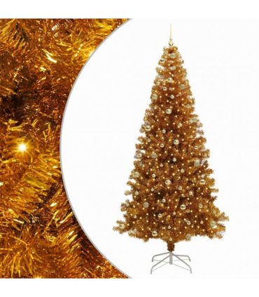 vidaXL Christmas Tree with LED Light Gold 240 cm PET and Steel