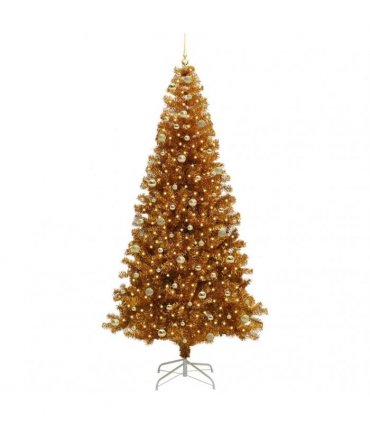vidaXL Christmas Tree with LED Light Gold 240 cm PET and Steel