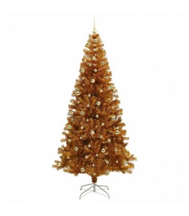 vidaXL Christmas Tree with LED Light Gold 240 cm PET and Steel