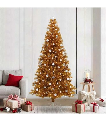 vidaXL Christmas Tree with LED Light Gold 240 cm PET and Steel