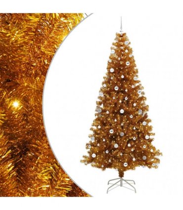 vidaXL Christmas Tree with LED Light Gold 240 cm PET and Steel