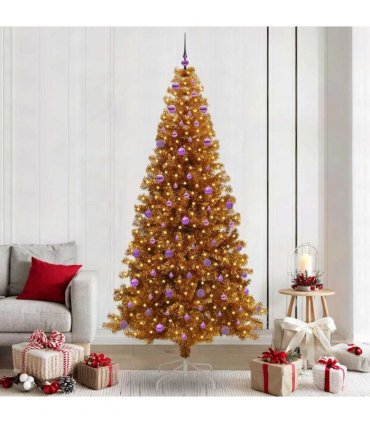 vidaXL Christmas Tree with LED Light Gold 240 cm PET and Steel