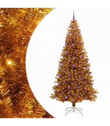 vidaXL Christmas Tree with LED Light Gold 240 cm PET and Steel