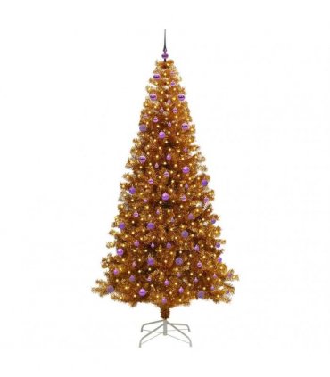 vidaXL Christmas Tree with LED Light Gold 240 cm PET and Steel