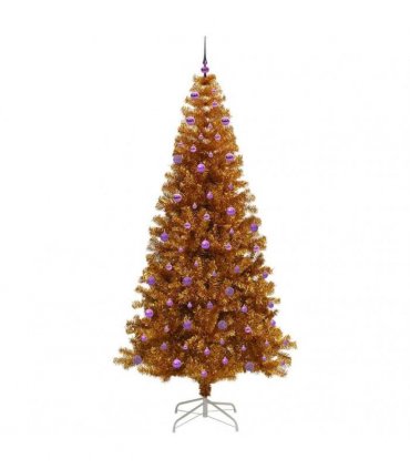 vidaXL Christmas Tree with LED Light Gold 240 cm PET and Steel