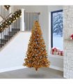 vidaXL Christmas Tree with LED Light Gold 240 cm PET and Steel