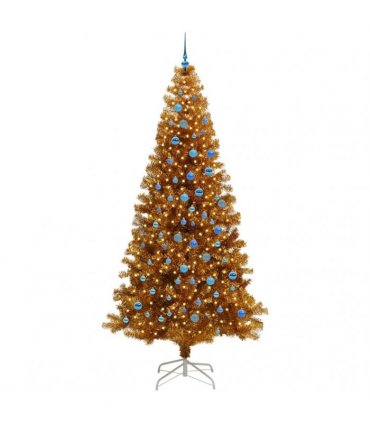 vidaXL Christmas Tree with LED Light Gold 240 cm PET and Steel