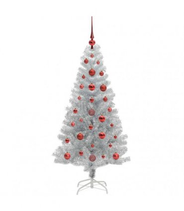 vidaXL Christmas Tree with LED Light Silver 120 cm PET and Steel